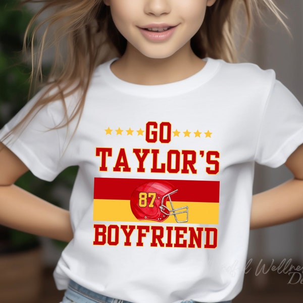 Kids Go Taylor's Boyfriend Tee, Swift & Kelce 87 Shirt, Youth Swiftie Football Shirt, Kids Chiefs Swiftie Shirt, Swiftie for Life