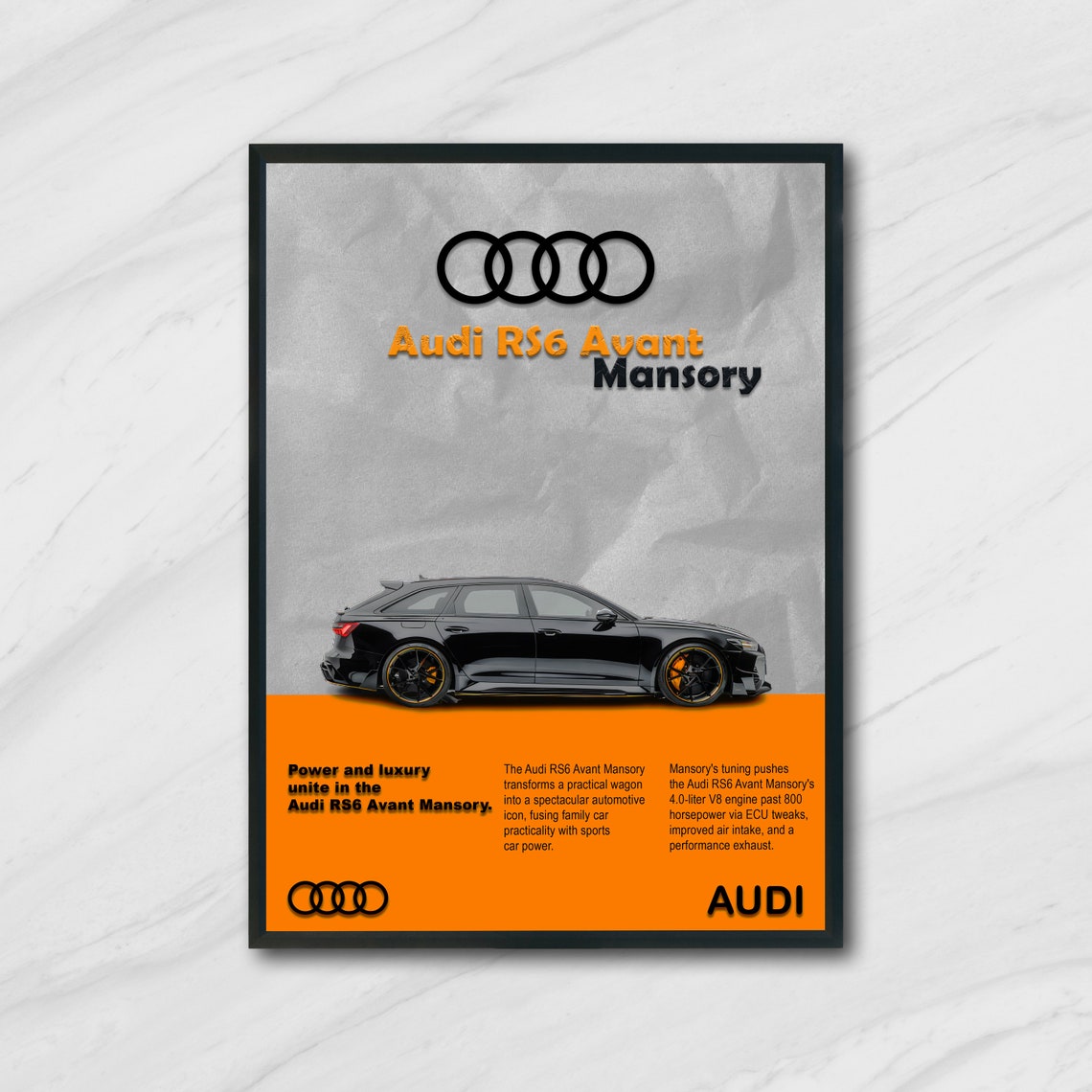 Set of 2 Audi RS6 Avant Mansory and Audi RS7 ABT Posters, Audi Poster ...
