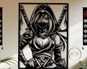 Laser Cut Ninja Girl Metal Wall Art | Martial Arts Decor