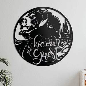 The Beauty And Beast Wall Art, Be our guest Metal Wall Art, Disney Guest Room Sign, Guest Welcome Sign, Disney Wall Decor,Above Bed Wall Art