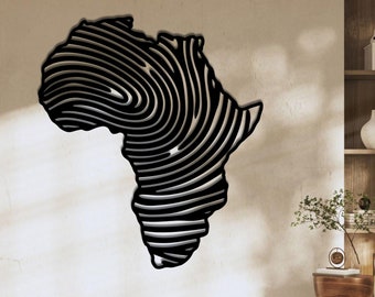 Afrika Metal Wall Art, Vingerafdruk Metal Wall Map, Afrikaanse Wall Decor, Housewarming Gift, Living Room Decor, Boven Bed Decor, Wall Hanging