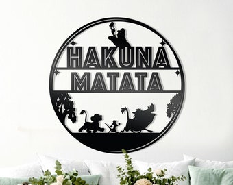 Hakuna Matata Metal Wall Art, Lion King Family Welcome Sign