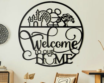 Welcome To Our Home Metal Wall Art, Mickey Mouse Decor