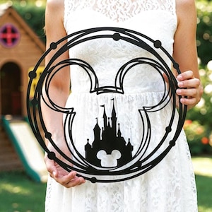 Mickey Mouse Ears Metal Wall Art Disney Castle Home Decor & Nursery Sign Foyer Entrance Wall Hanging, Magical Home Gifts For Housewarming
