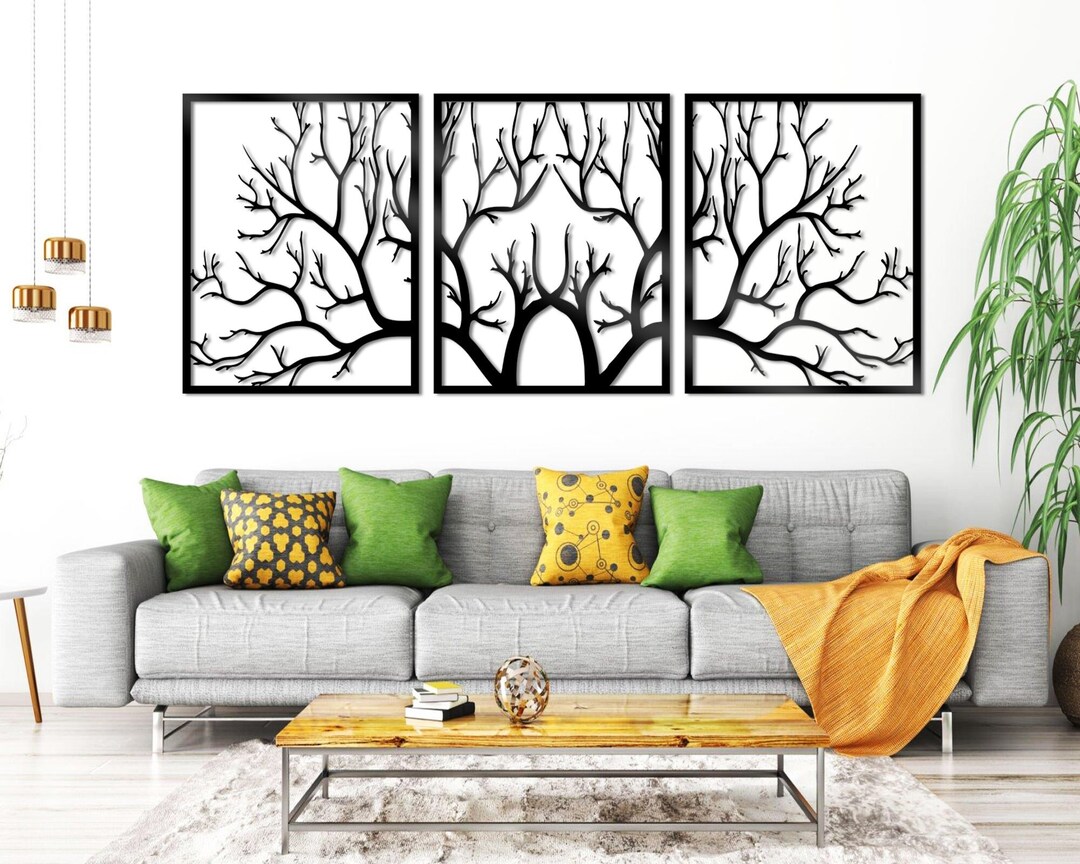 Set of 3 Panels Tree of Life Metal Wall Art, Perfect for Front Yard ...
