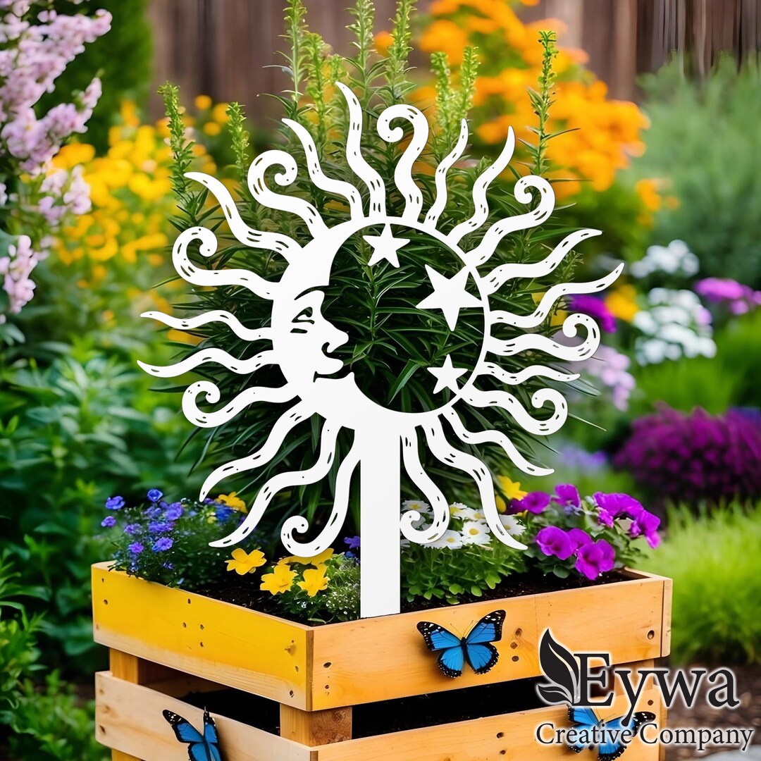 Metal Sun Moon Stars Garden Stake: Whimsical Outdoor Decor - Etsy