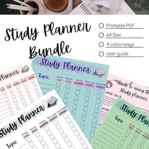 Study planner, printable exam study checklist