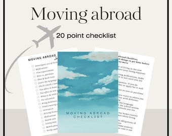 Moving Abroad Checklist, 20-Task Planner (Digital Download)