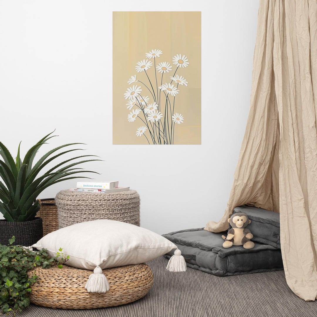 Yellow Daisy Flower Wall Art Print Botanical Decor for Bedroom & Living ...