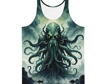 Cthulhu Rises Lovecraftian Tank Top, Cosmic Horror Shirt, Eldritch Graphic Tee, Mythos Apparel, Gothic Fantasy Clothing, HP Lovecraft Art