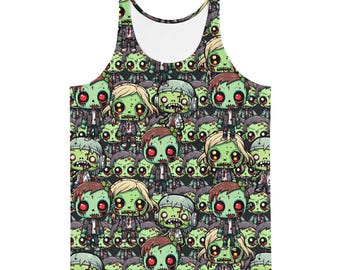 Cute Zombies Tank Top, Funny Halloween Shirt, Kawaii Undead Graphic Tee, Pastel Goth Sleeveless Shirt, Horror Aesthetic Top, Scary Cute Gift