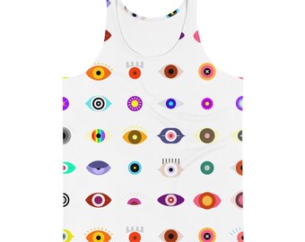 All Eyes Tank Top, All Seeing Eye Shirt, Comfortable Sleeveless Shirt with Artistic Print, Mystical Graphic Tee, Boho Spiritual Apparel
