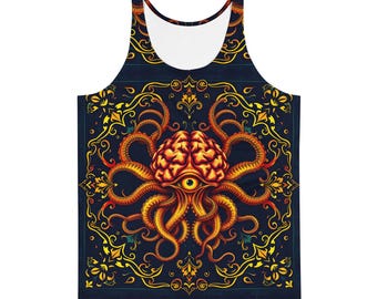 Ornate Theeagha Tank Top, Antique Graphic Cosmic Horror Creature Shirt, Gothic Sleeveless Tee, Occult Vintage Art Top, Lovecraftian Monster