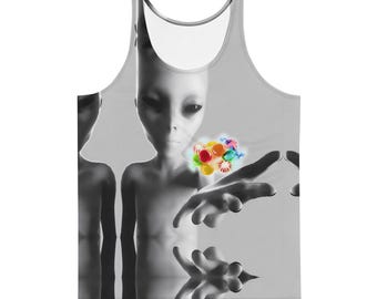Aliens With Candy Tank Top – Take the Treat, Sleeveless Shirt with Retro Alien Print, Fun Sci-Fi Graphic Tee, Great Gift for Alien Fans