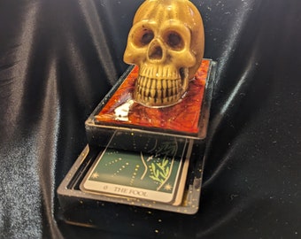 Servant Of The Bones Tarot Card Box, Altar Storage With Skull, Unique Art Piece Sculpture, Shamanic Spiritual Guardian