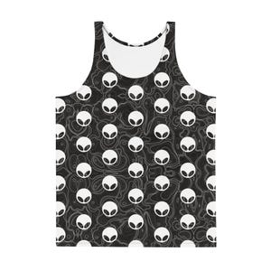 The Betonschamanen Moderne Topographie Tank Top, einzigartiges ärmelloses Shirt, abstrakte Streetwear, Alien Karte Kunst, geometrische Linien Druck