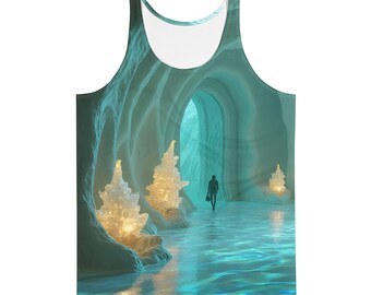 Visitor to an Alien Cave Tank Top, Step Into the Unknown With This Mysterious Graphic Shirt, Sci-Fi Aesthetic, Trippy Cosmic Sleeveless Tee