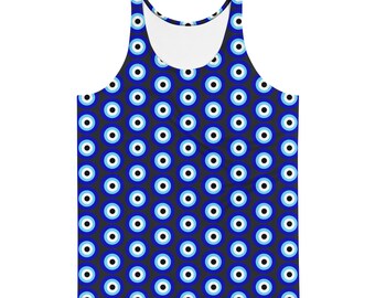 Evil Eyes Tank Top, Protective Eye Graphic Shirt, Esoteric Spiritual Tee, Mystical Fashion, Unique Art Clothing, All Over Print Evil Eyes