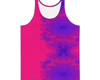 Color Paper Cut Tank Top, Psychedelic Geometric Shirt, Abstract Graphic Tee, Modern Art Style, Trippy Festival Wear, Vibrant Pattern Top