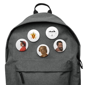 Michelangelo, Botticelli, Dante, Renaissance Art Set Pin-Buttons