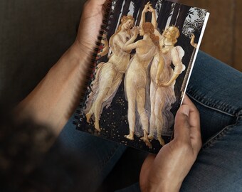 Botticelli, Primavera, Three Graces, Renaissance Art, Spiral Notebook - Dotted Pages