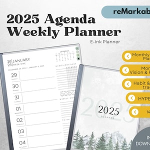 Weekly Dated 2025 Planner Remarkable Template Agenda Remarkable Paper Pro Templates hyperlinked Remarkable 2 Monthly Journal Remarkable  PDF