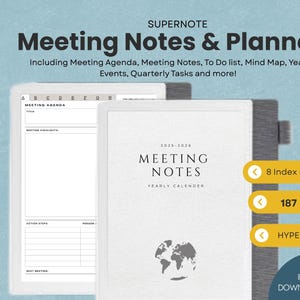 Meeting Notes Supernote Templates Meeting Planner supernote A5 / A6 Templates hyperlinked Supernote Nomad Journal Supernote template 2025