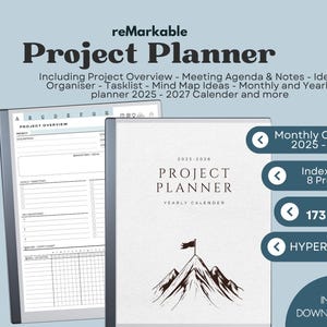 Remarkable Templates Project Planner Remarkable paper pro Templates hyperlinked Remarkable 2 Templates RM2 Productivity Notebook