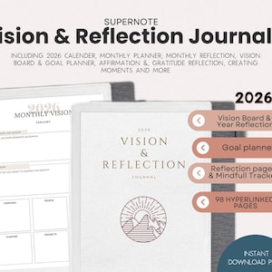 2026 Supernote Vision & Reflection Journal Supernote Template Monthly Planner Supernote Templates 2026 hyperlinked Nomad Manta a5x a6x2 PDF