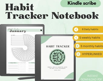 Habit tracker Kindle scribe Template Daily Habits Planner Kindle Templates hyperlinked Scribe Journal Kindle Scribe Day Planner PDF