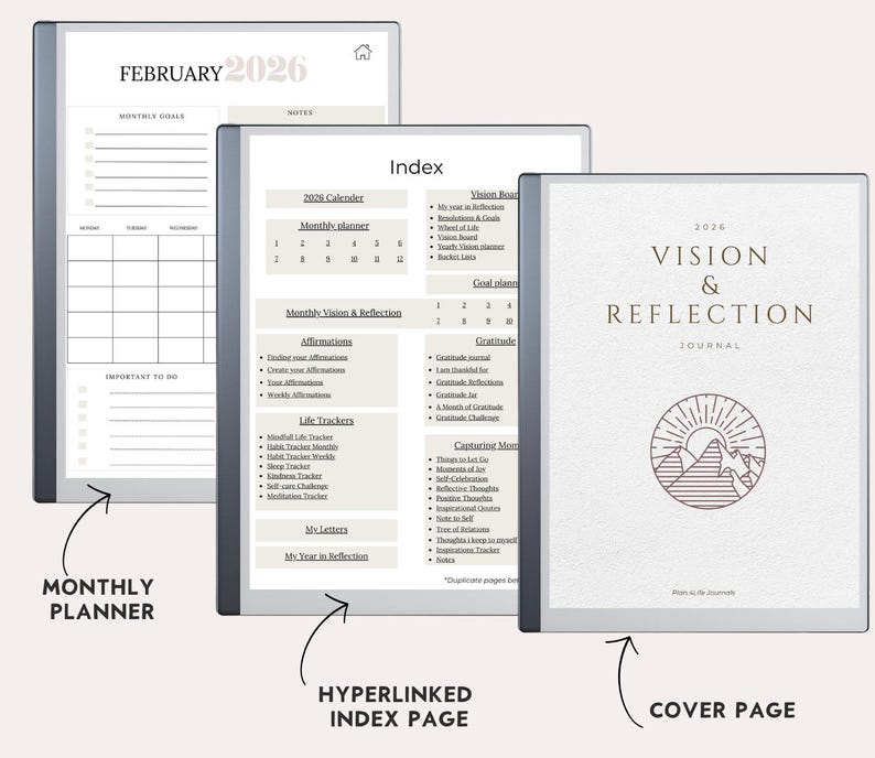 Vision & Reflection 2026 Journal Compatible With Remarkable Template ...