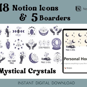 Mystical Notion Icons boarders Notion Template Icons Witchy Notion planner stickers Witchy digital planner Aesthetic Notion dashboard