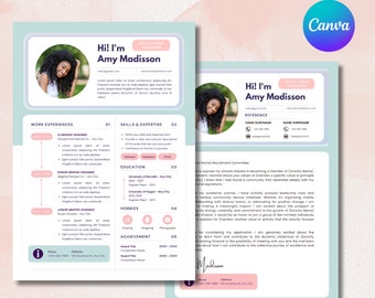 Resume Template Sorority Rush Template Sorority Resume CV Template Recruitment Resume with photo and Cover letter College Resume Template