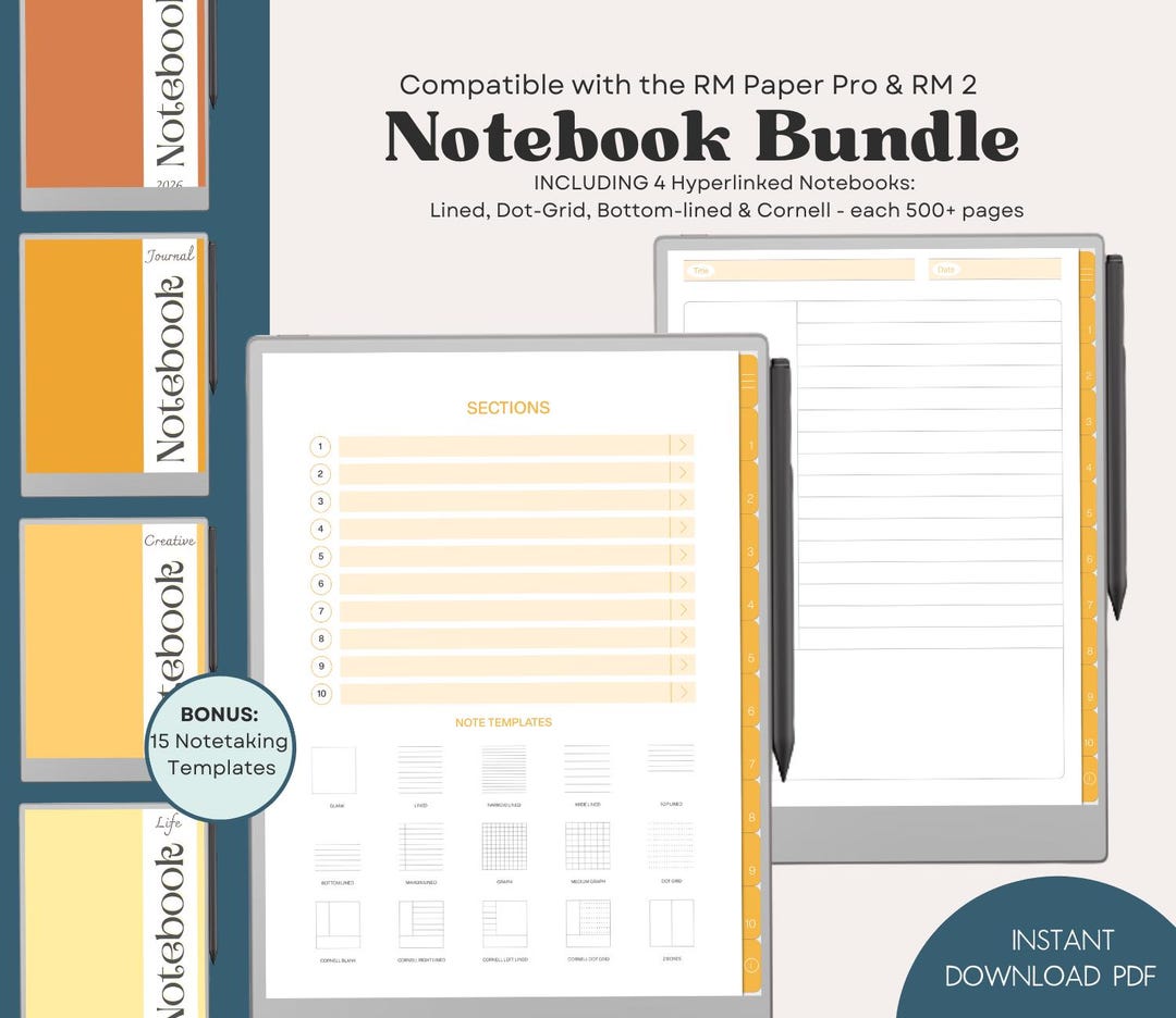 Notebook Bundle Remarkable Template Paper Pro Journals Remarkable ...