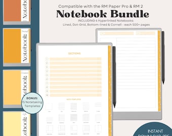 Notebook Bundle Remarkable Template Paper Pro Journals Remarkable templates 2026 Journalling Notes Remarkable 2 RMPP template compatible PDF