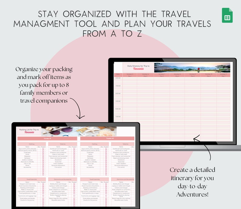 Travel Planner Spreadsheet Template Family Travel Spreadsheet Vacation
