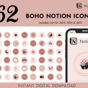 Boho Notion Icons Notion Template Icons Boho chic planner stickers Bohomein digital icons Aesthetic Notion Boho-inspired Notion dashboard
