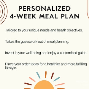 information about the personalized 4-week meal plan