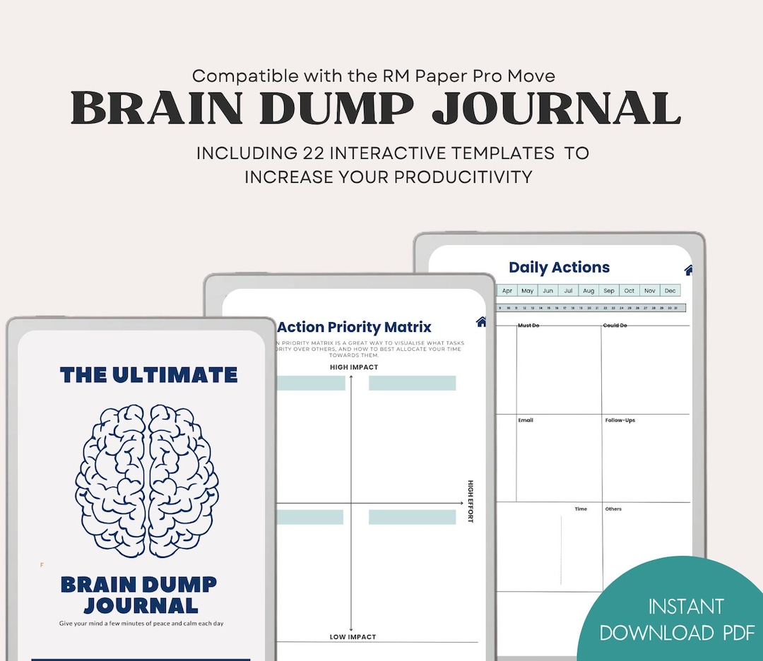 Brain Dump Journal for Remarkable Move Devices Remarkable Templates Planner Compatible RM Paper ...