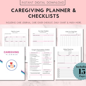Caregiver planner Caregiver checklist Caregiving planning Caregiver daily log Inhome Caregiver planner Caregiving Senior Caregiver book