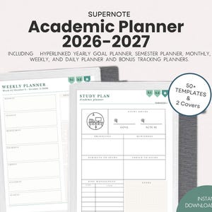 Supernote Akademische Planer 2026-2027 Supernote Template Schulplaner Supernote Templates Agenda Hyperlink Nomad Manta A5x A6x2 Lernplan