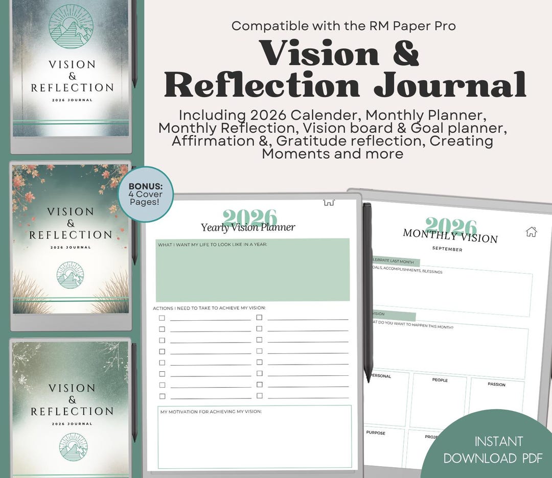 Vision & Reflection 2026 Journal Compatible With Remarkable Template ...