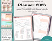Life Planner 2026 Agenda Compatible with Remarkable Template Planner Life planner Paper pro Templates hyperlinked RM Journal RM PP Calender
