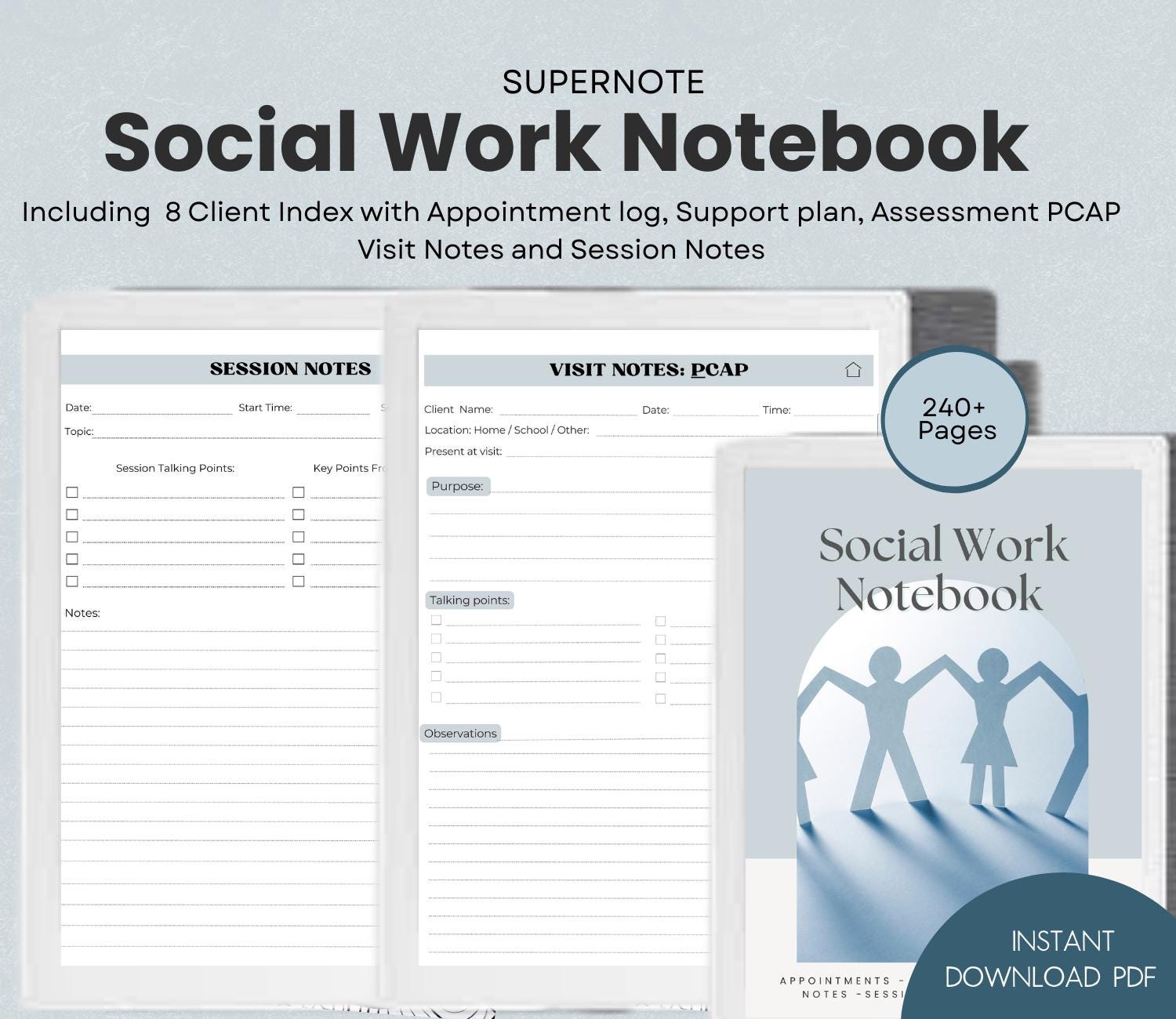 Social Work Notebook Supernote Template Notes Counseler Supernote Log ...