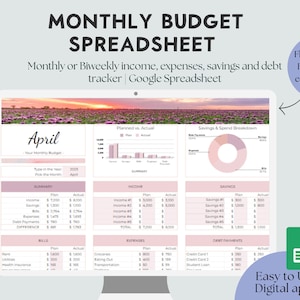 Monthly Budget Spreadsheet Template excel Budgetting Spreadsheet Editable Finance tracker Spreadsheet Finances Budget Planner Paycheck