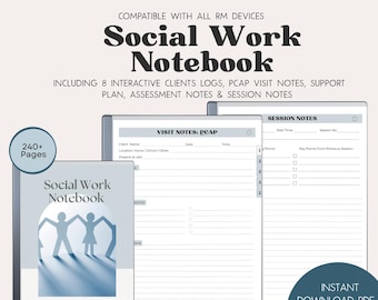 Social Work Notebook Compatible with Remarkable Template Visit PCAP Log Paper pro Templates hyperlinked Remarkable 2 Journal RM2 Notebook