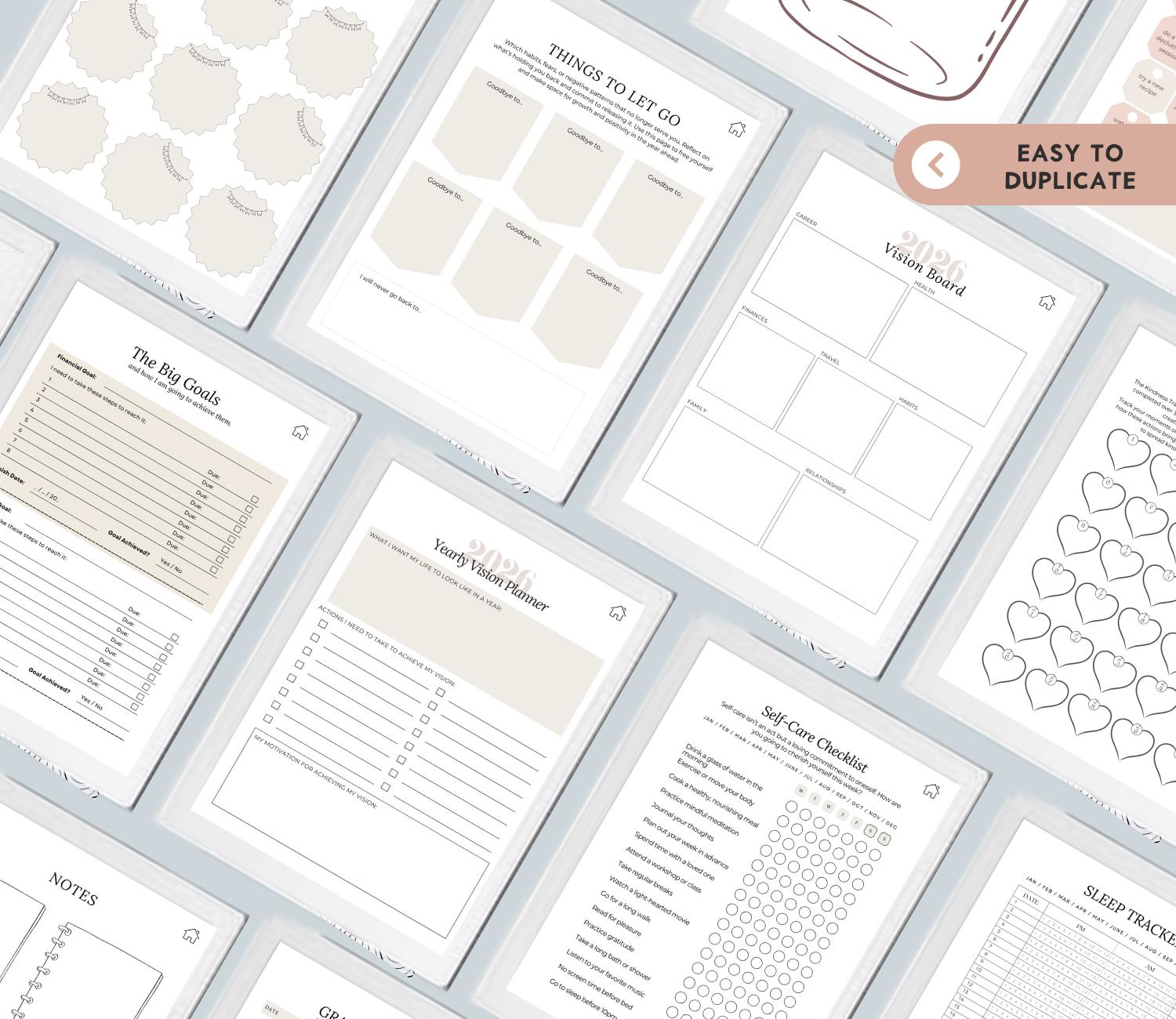 2026 Supernote Vision & Reflection Journal Supernote Template Monthly ...