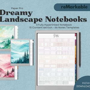 Notebook Remarkable Paper Pro Template Landscape cover Notebook Paper Pro Remarkable Templates hyperlinked Remarkable 2 Journal Remarkable