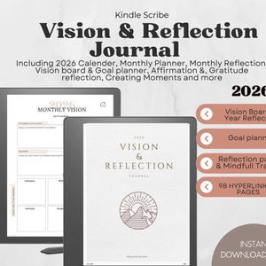 2026 Vision & Reflection Journal  Kindle Scribe Template Planner Kindle Scribe Notebook hyperlinked Journal Kindle PDF Vision board journal