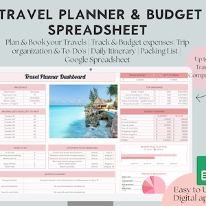 Travel Planner Spreadsheet Template Family Travel Spreadsheet Vacation planner Editable Travel Budget Spreadsheet Travel Checklist